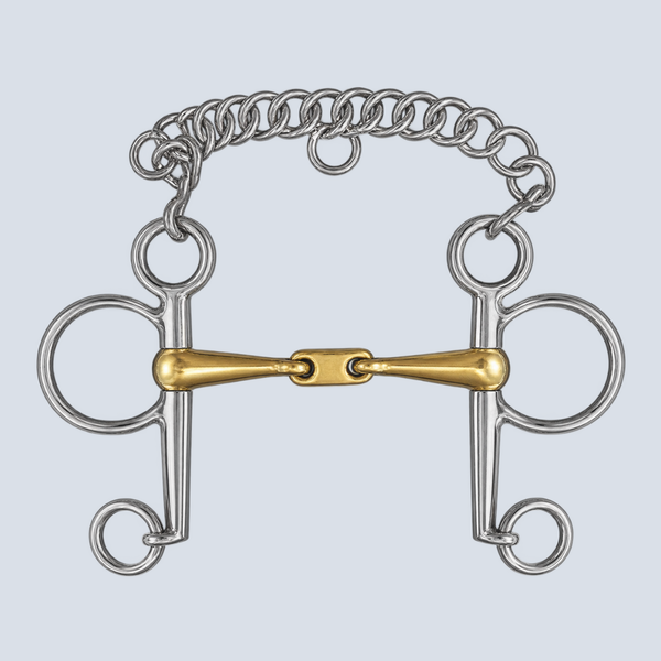 Pelham Gag bit Flat Link Golden Mouth SS 13.5cm