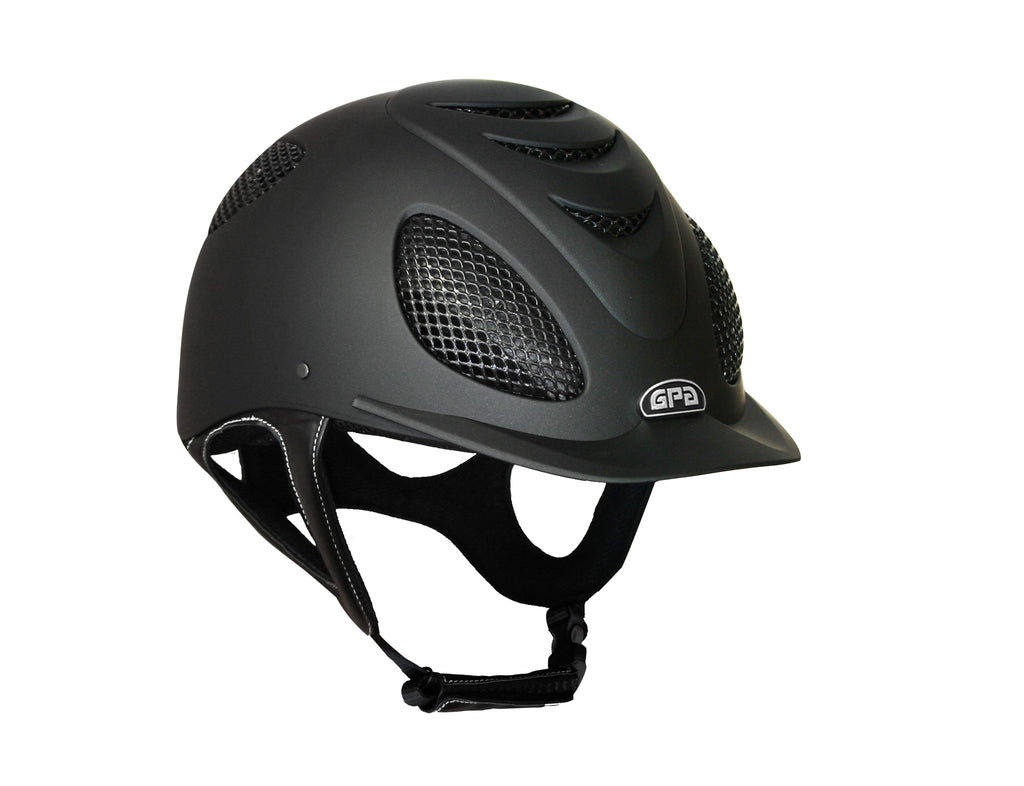 The GPA Speed Air 2X Helmet* is exceptionally lightweight and designed to offer free airflow for optimal cooling ventilation while riding.  This best-selling GPA riding helmet** is now available with the updated 2X harness, which is anatomically correct to ensure rider comfort and to allow an optimal fit High-tech lining wicks moisture and is removable and machine washable Sizing info:  Measure around your head at the widest part, be sure to do this with your hair up if that is how the helmet will be worn M